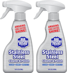 Bar Keepers Friend Stainless Steel Cleaner and Polish Spray (2 x 16 oz) Removes Oily Fingerprints, Hard Water Stains, Grime & Food Debris without Scratching or Dulling Appliances & Surfaces