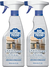 Bar Keepers Friend Stainless Steel Cleaner and Polish Spray (2 x 25.4 oz) Removes Oily Fingerprints, Hard Water Stains, Grime & Food Debris without Scratching or Dulling Appliances & Surfaces