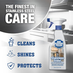 Bar Keepers Friend Stainless Steel Cleaner and Polish Spray (2 x 25.4 oz) Removes Oily Fingerprints, Hard Water Stains, Grime & Food Debris without Scratching or Dulling Appliances & Surfaces