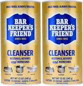 Bar Keepers Friend Powder Cleanser, 12 oz x 2, Multipurpose Cleaner, Degreaser & Remover for Burnt Stainless Steel Pots and Pans, Rust Stains, Hard Water Deposits & Soap Scum