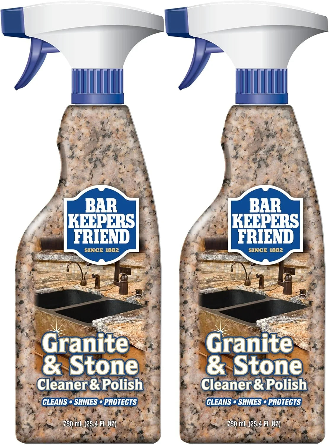 Bar Keepers Friend Granite & Stone Cleaner & Polish (25.4 oz) Granite Cleaner for Use on Natural, Manufactured & Polished Stone, Quartz, Silestone, Soapstone, Marble - Countertop Cleaner & Polish (2)